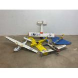 Collection of five model aircraft to include American varieties, partially assembled, no engines,