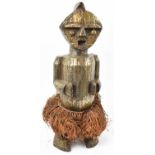 An Ambété Mbété, Gabon, brass applied and copper details reliquary figure, height 61.5cm.Provenance: