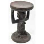 A Luba, Democratic Republic of Congo, figurative stool, height 40cm.Provenance: This collection
