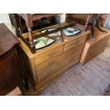 An old pine chest of two short over three long drawers on plinth base, width 105cm, depth 50cm,