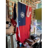 Three vintage flags, including WWII Republic of China example, approx. 190 x 85cm (3)