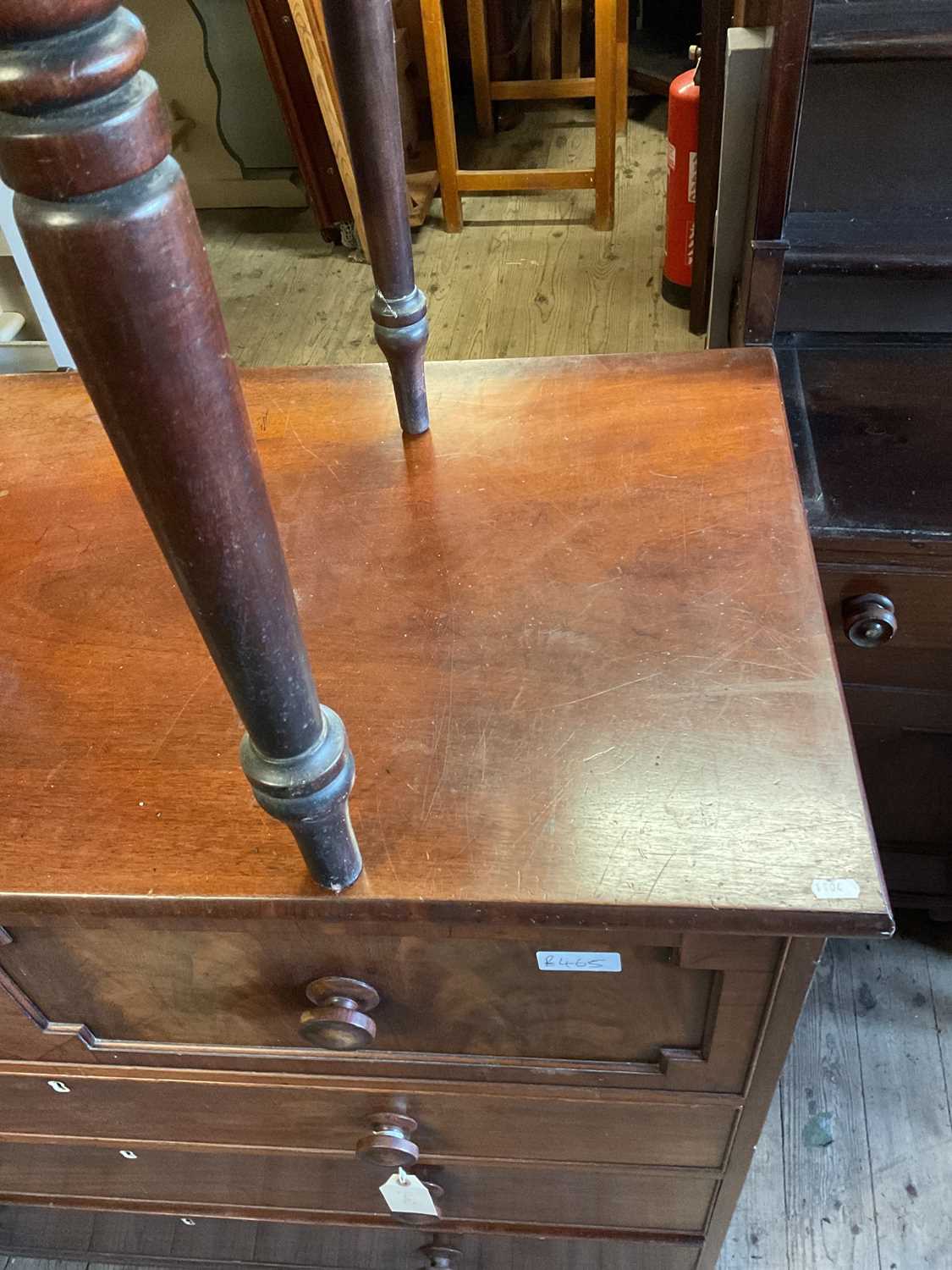 A 19th century mahogany chest of four drawers, with turned bun handles, on bun feet, width 126cm, - Image 5 of 5