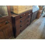 A 19th century mahogany chest of two short over three long drawers, width 132cm, depth 52cm,