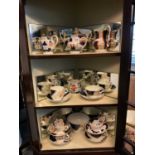 A collection of assorted Gaudy Welsh ceramics, to include a twin handled sugar bowl, tea cups, a