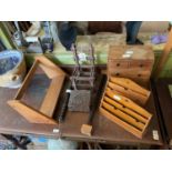 A collection of early 20th century and later treen to include a specimen chest of two short over two