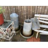 Two galvanised animal feeders.