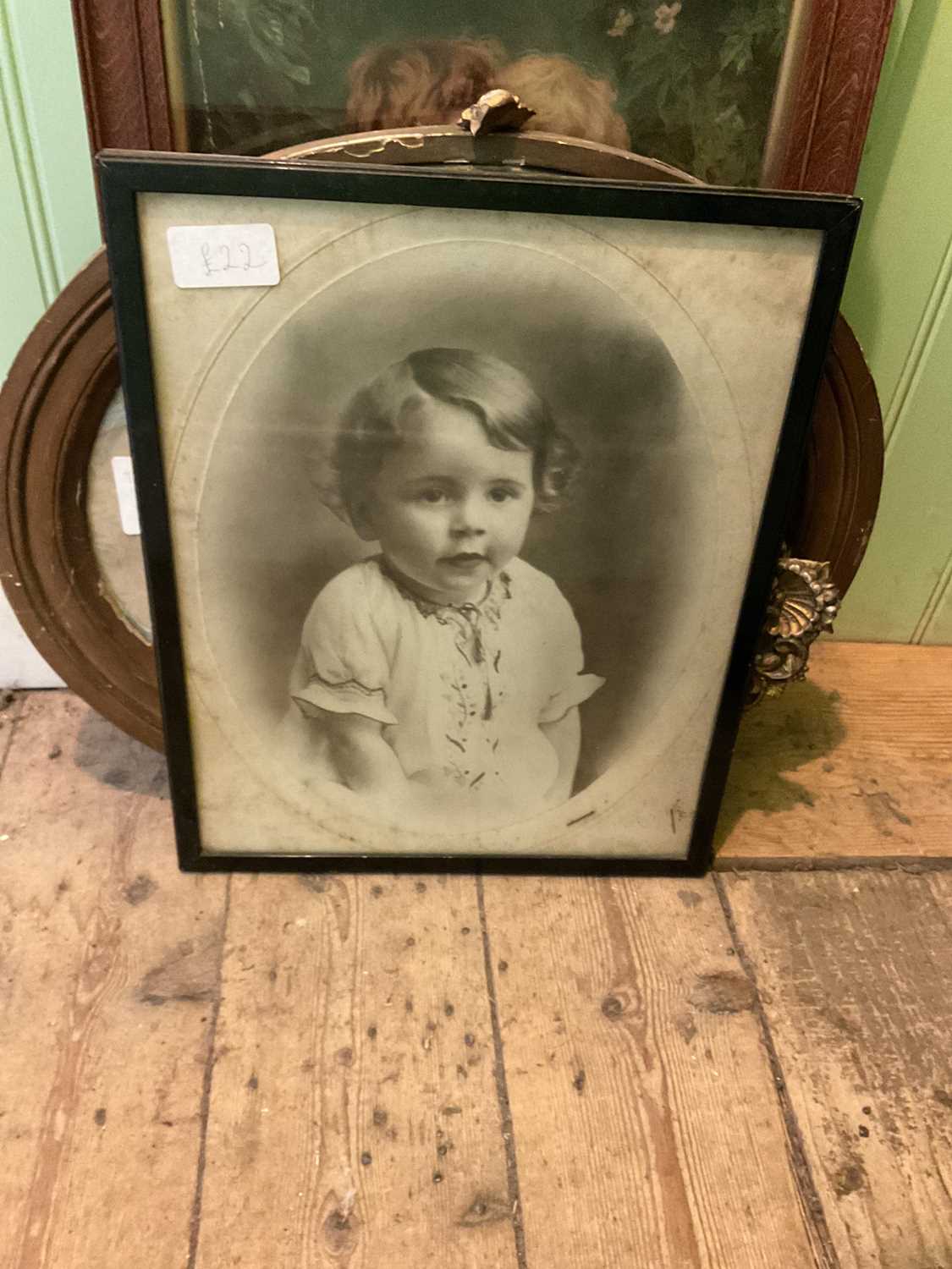 An Edwardian watercolour portrait of a girl, unsigned, 39 x 31cm, with two prints of children, - Image 6 of 6