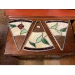 A modern oak Priory style telephone seat, with three leaded glazed panels (4)