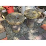 Two staddle stones, height 57cm (2)