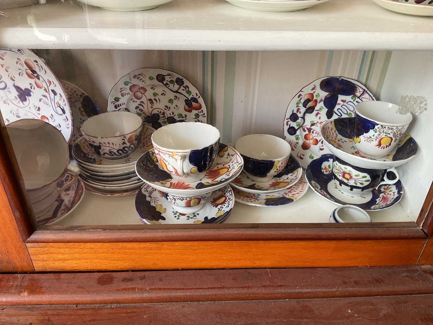 A collection of 19th century and later Gaudy Welsh style teaware, to include a teapot, various tea - Image 6 of 9