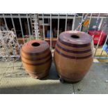 Two late 19th/early 20th century salt glazed barrels, height of largest 60cm (2)