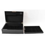 A contemporary good quality faux ebony Carrs of Sheffield cutlery box, width 49cm (lacking