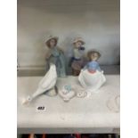 Two Lladro figure and three Nao figures (5)(one af)