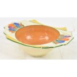 CLARICE CLIFF; an Art Deco bowl of shaped square form decorated in the 'Crocus' pattern, width