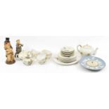 A quantity of ceramics including Japanese tea service, Wedgwood jasperware style barometer, and a