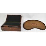 A Victorian mahogany brass bound rectangular writing slope, width 45.5cm, and an Edwardian shell