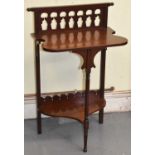 A unusual late 19th century mahogany two tier side table, width 46cm.