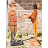 An Ellams advertising dumb waiter cut-out figure and another, height 91cm (2).