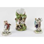 A pair of Continental porcelain figure groups of dancing couples, height 15cm (restorations), and