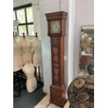 An early 20th century oak longcase clock of small proportions, height approx 180cm.