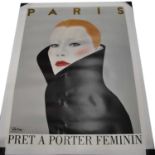 RAZMA (PARIS); a signed Pret a Porter poster, canvas backed and rolled, (af).Condition Report: There