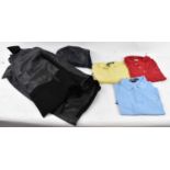 A large Torras leather jacket and three t-shirts including Ralph Lauren and Gran Sasso, all size