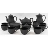 WEDGWOOD; a 20th century black basalt tea/coffee service comprising approx twenty pieces.