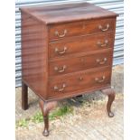 A 19th century mahogany four drawer chest on cabriole legs in the Irish style, width 63cm, height