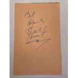GENE VINCENT; a page from an autograph book bearing the star's signature with further signatures