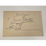 FOOTBALL INTEREST; a vintage postcard bearing the twin signatures of Duncan Edwards and Frank Swift,
