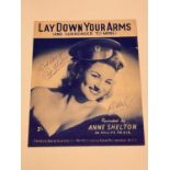 LAY DOWN YOUR ARMS; a music score bearing the twin signatures of Joe Meek and Anne Shelton,