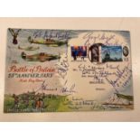 THE BATTLE OF BRITAIN; a multi-signed first day cover bearing many signatures including Johnnie