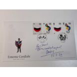 JACQUES CHIRAC; a first day cover signed by the former French leader inscribed 'Pour David...',
