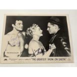 THE GREATEST SHOW ON EARTH; a black and white promotional photograph from the film bearing the