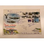 THE BATTLE OF BRITAIN; a first day cover bearing several signatures including Douglas Bader, Kenneth