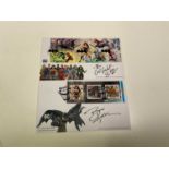 WONDER WOMAN & BATMAN; two first day covers, one bearing the signature of Gal Gadot, the second of