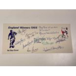 ENGLAND WORLD CUP WINNERS 1966; a first day cover bearing numerous signatures including Alan Ball,