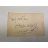 BOB MONKHOUSE; a page from an autograph book inscribed 'Much love to Joan!' with the star's