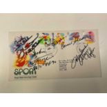 BOXING; a first day cover bearing the signatures of Marvin Hagler, Joe Frazier, Earnie Shavers,