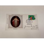 POPE JOHN PAUL II; a first day cover bearing the Pope's signature and date 9.1.1983, 9 x 16.5cm,