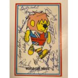 ENGLAND WORLD CUP WINNERS 1966; a 'World Cup Willie' postcard bearing numerous signatures