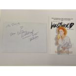 † VIVIENNE WESTWOOD; a card and envelope bearing the fashion icon's signature inscribed 'To