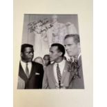 AMERICAN ACTORS; a large black and white photograph of Sidney Poitier, Charlton Heston and Harry