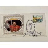 POPE JOHN PAUL II; a first day cover bearing the Pope's signature and date 19.9.1992, 9 x 16.5cm,