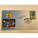 MICHEL PLATINI; a first day cover from 1986 bearing the former French footballer's signature,