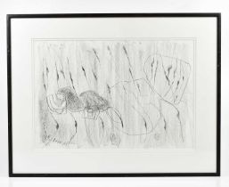 † HARRY OUSEY (1915-1985); charcoal, untitled, unsigned, inscribed on Goldmark Gallery of