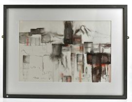 † HARRY OUSEY (1915-1985); watercolour, untitled, signed and dated '74, 37 x 54cm, framed and