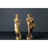 LEOPOLD HARZE (1831-1893); a pair of 19th century bronze figures 'Gros-Rene' and 'Marinette', each