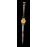 VICENCE; a lady's Italian yellow metal cased wristwatch, stamped 9K, the dial set with Roman