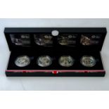 THE ROYAL MINT; a boxed set of four silver proof £5 coins, countdown to London 2012 Olympic Games,